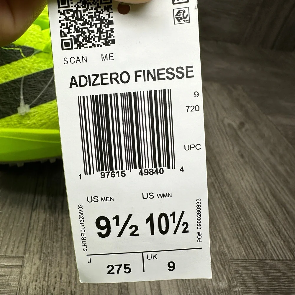 Adidas Adizero Finesse Men's 9.5 Solar Yellow Black Track Spikes NEW IG2018